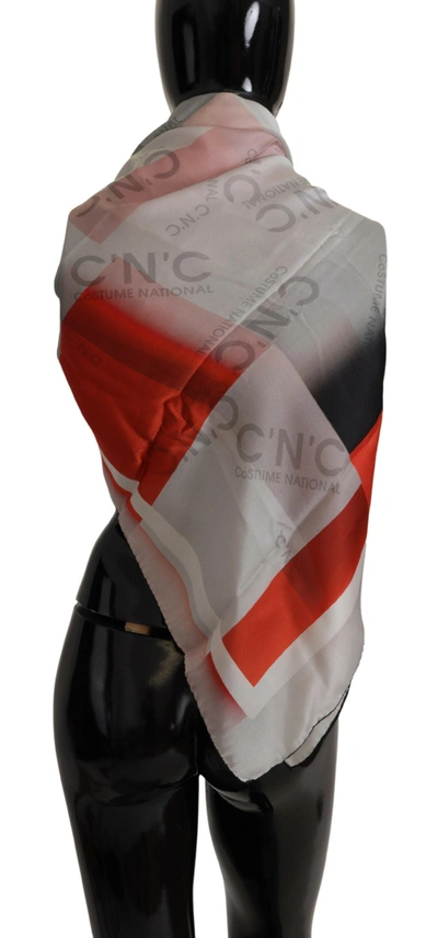 Costume National Gray Red Shawl Foulard Wrap Scarf In Gray Patterned