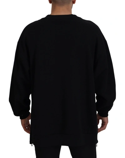 Shop Dolce & Gabbana Black Dg Logo Cotton Pullover Men's Sweater