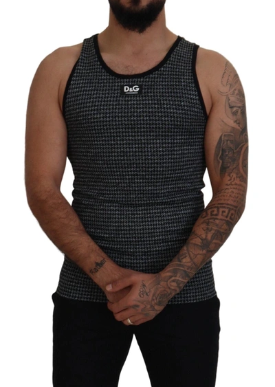 Shop Dolce & Gabbana Black Plaid Sleeveless Mens Casual Men's T-shirt