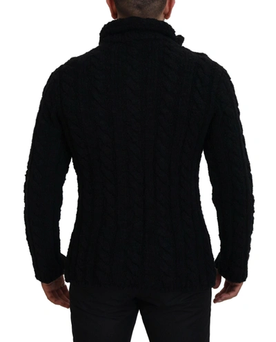 Shop Dolce & Gabbana Black Wool Knit Button Cardigan Men's Sweater