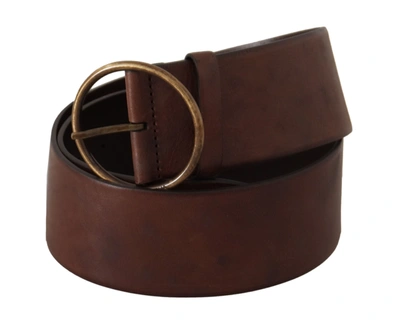 Shop Dolce & Gabbana Elegant Leather Belt With Engraved Women's Buckle In Brown