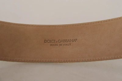 Shop Dolce & Gabbana Engraved Buckle Leather Belt - Green &amp; Women's Gold