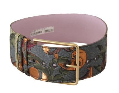 Shop Dolce & Gabbana Multicolor Leather Embroidered Gold Metal Buckle Women's Belt