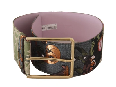 Shop Dolce & Gabbana Multicolor Leather Embroidered Gold Metal Buckle Women's Belt
