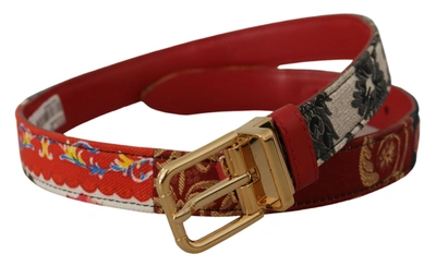 Shop Dolce & Gabbana Chic Multicolor Leather Belt With Engraved Women's Buckle