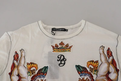Shop Dolce & Gabbana White Printed Short Sleeves Men Men's T-shirt