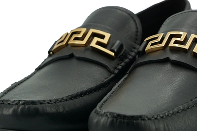 Shop Versace Black Calf Leather Loafers Men's Shoes