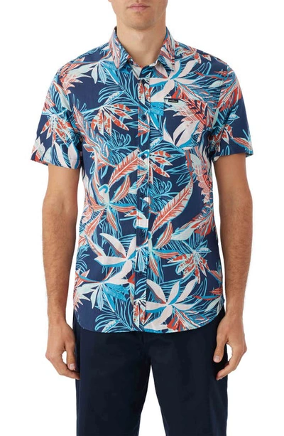Shop O'neill Oasis Modern Fit Tropical Print Short Sleeve Button-up Shirt In Navy 2