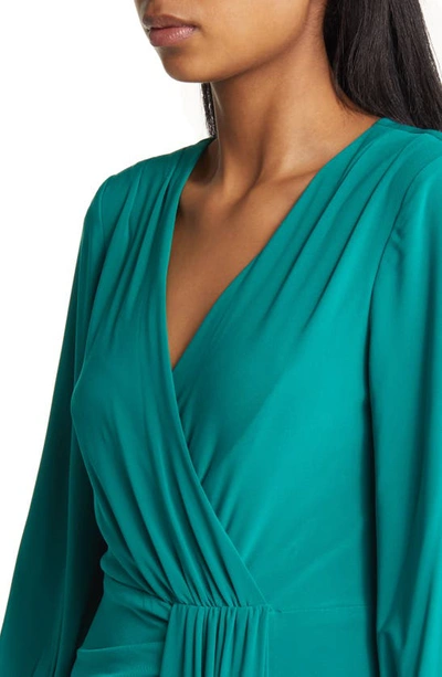 Shop Eliza J Wrap Look Long Sleeve Dress In Green