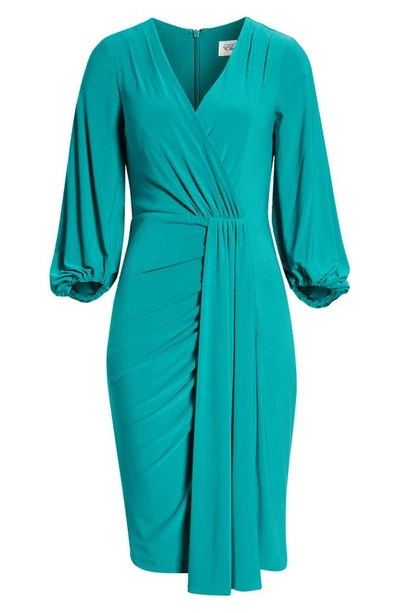 Shop Eliza J Wrap Look Long Sleeve Dress In Green