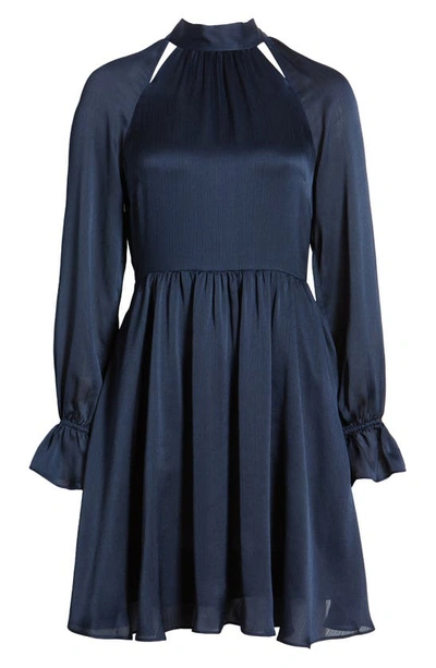 Shop Ted Baker Ryaa Long Sleeve Georgette Minidress In Dark Blue