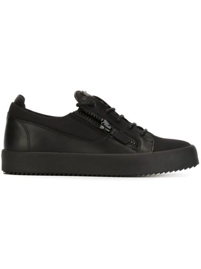Giuseppe Zanotti - Suede And Leather Low-top Sneaker Frankie In Black