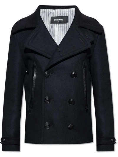 Shop Dsquared2 Black Wool Coat In Nero