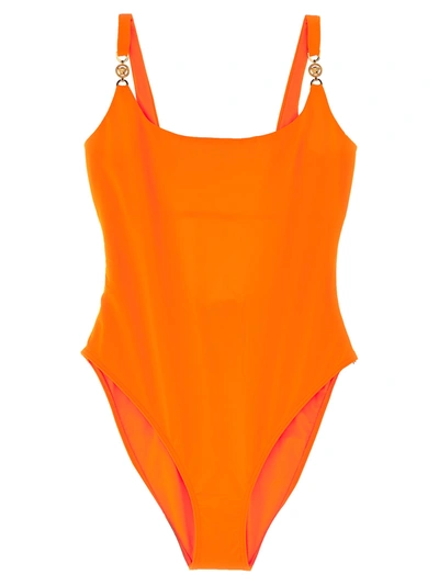 Shop Versace Medusa One-piece Swimsuit In Orange