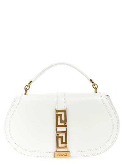 Shop Versace Greca Handbag In White