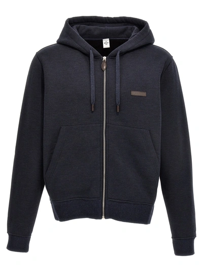 Shop Berluti Logo Patch Hoodie Sweatshirt Blue