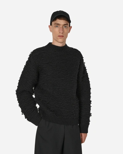 Shop Dries Van Noten Wool Crewneck Sweater Black In Blue