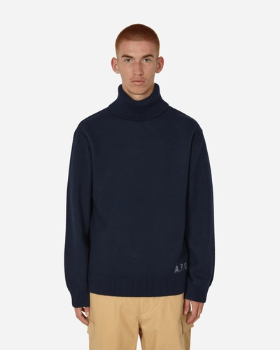 Shop Apc Walter Turtleneck Sweater Dark Navy In Blue