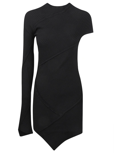 Shop Balenciaga Spiral Mini Dress In Black