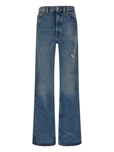 Shop Acne Studios Distressed Mid-rise Jeans In Vintage Blue