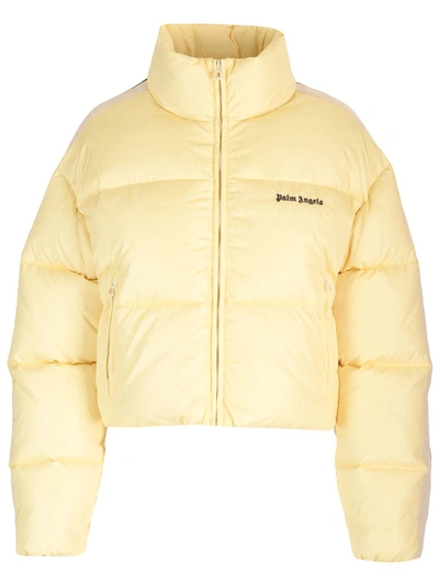 Shop Palm Angels Short Down Jacket In White
