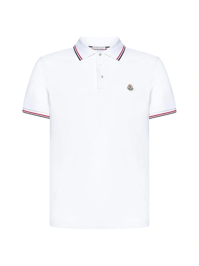 Moncler Polo Shirt In Bianco