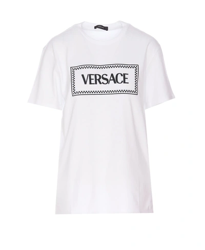 Shop Versace Embroidered Logo T-shirt In White