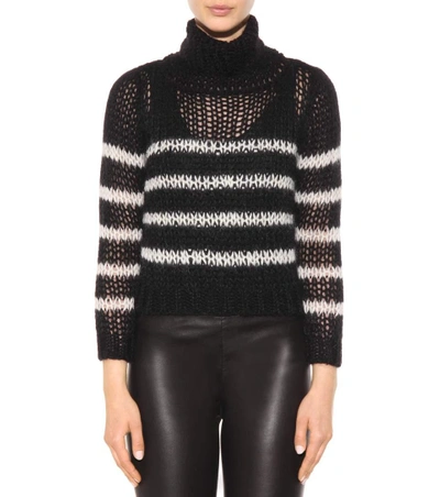 Shop Saint Laurent Wool And Mohair-blend Sweater In Black