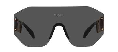 Shop Versace 0ve2258 100287 Shield Sunglasses In Grey