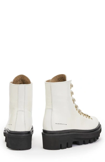 Allsaints Wanda Lug Combat Boot In White Gloss