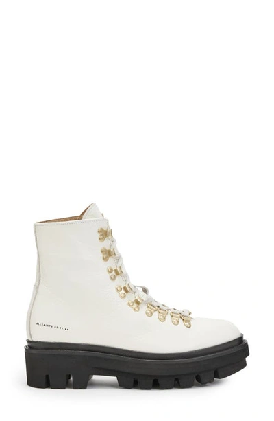 Allsaints Wanda Lug Combat Boot In White Gloss