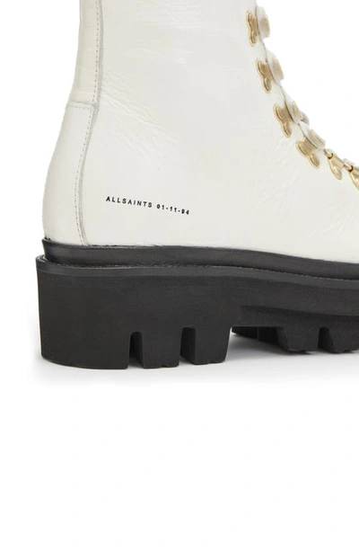 Allsaints Wanda Lug Combat Boot In White Gloss