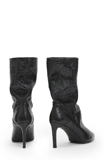 Allsaints Orlana Pointed Toe Boot In Metallic Black
