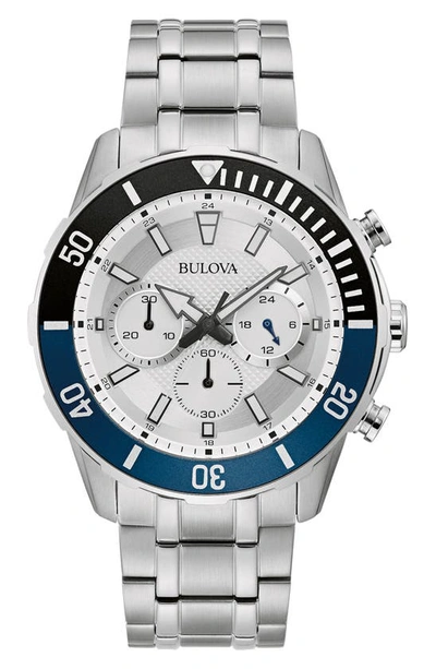 Shop Bulova Chronograph Bracelet Watch, 44mm In Silver
