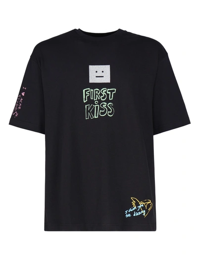 Shop Acne Studios First Kiss Cotton T-shirt In Black