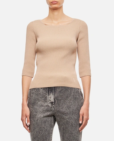 Shop Fendi Cotton Sweater In Beige