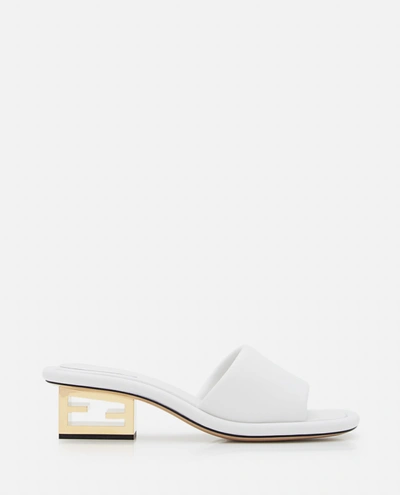 Shop Fendi Nappa Leather Slide Sandals In White