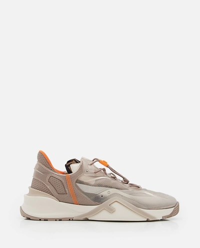 Shop Fendi Running Sneakers In Beige