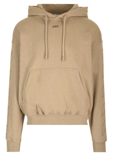 Shop Off-white Hoodie With Logo And Arrow Motif In Beige