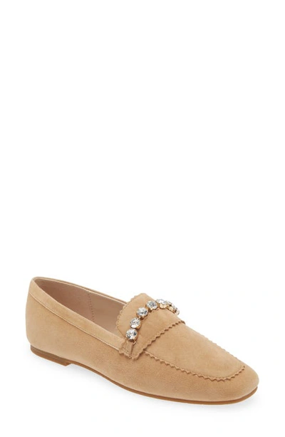 Shop Pelle Moda Herron Crystal Embellished Loafer In Latte