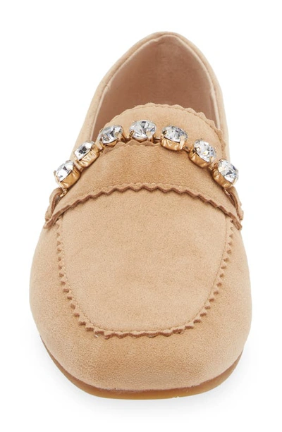 Shop Pelle Moda Herron Crystal Embellished Loafer In Latte