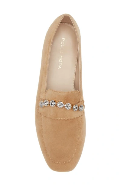 Shop Pelle Moda Herron Crystal Embellished Loafer In Latte