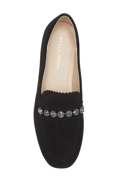 Shop Pelle Moda Herron Crystal Embellished Loafer In Black