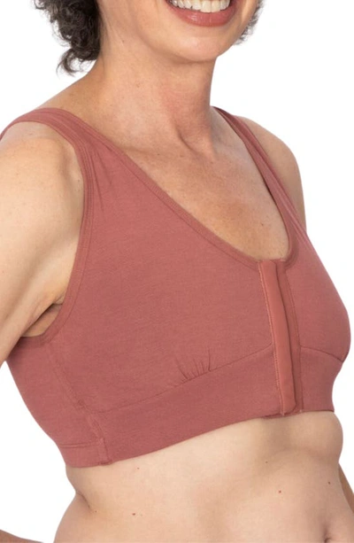 Shop Anaono Rora Post-surgery Front Close Pocketed Bralette In Dusty Rose