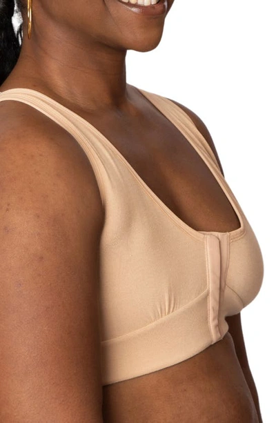 Shop Anaono Rora Post-surgery Front Close Pocketed Bralette In Sand