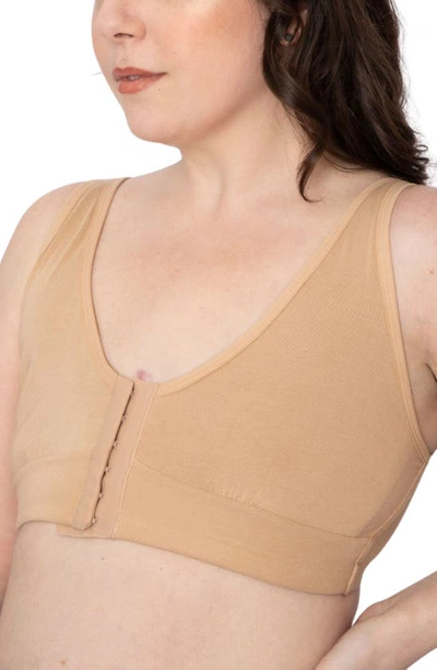 Shop Anaono Rora Post-surgery Front Close Pocketed Bralette In Sand