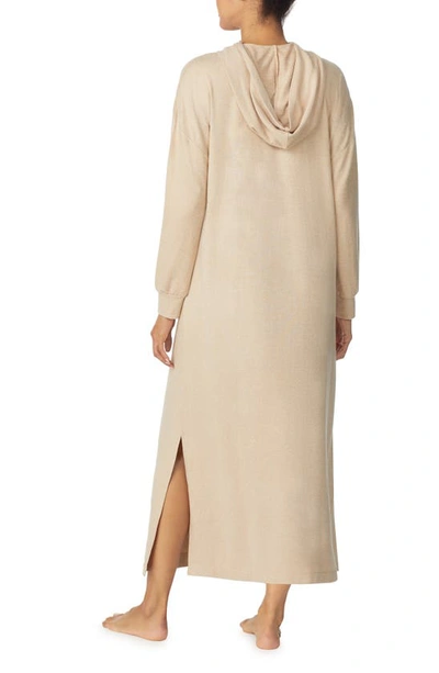 Shop Sanctuary Hooded Long Sleeve Nightgown In Tan Print