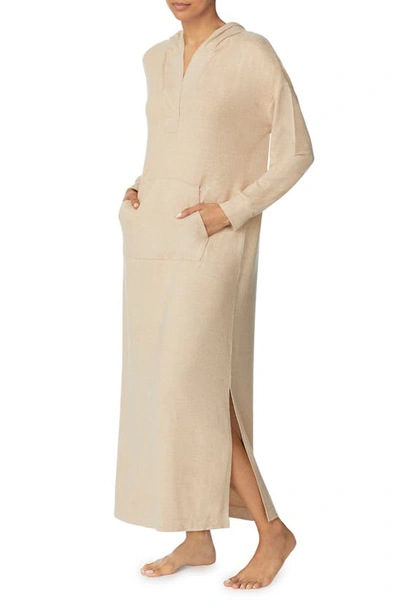 Shop Sanctuary Hooded Long Sleeve Nightgown In Tan Print