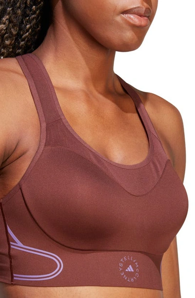 Shop Adidas By Stella Mccartney True Pace High Support Sports Bra In Bitter Chocolate/ Lilac