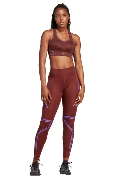 Shop Adidas By Stella Mccartney True Pace High Support Sports Bra In Bitter Chocolate/ Lilac